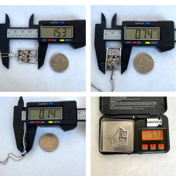 Sterling Silver 925 Multicolored Baltic Amber Tree Of Life Pendant Necklace 18" - Picture 10 of 16